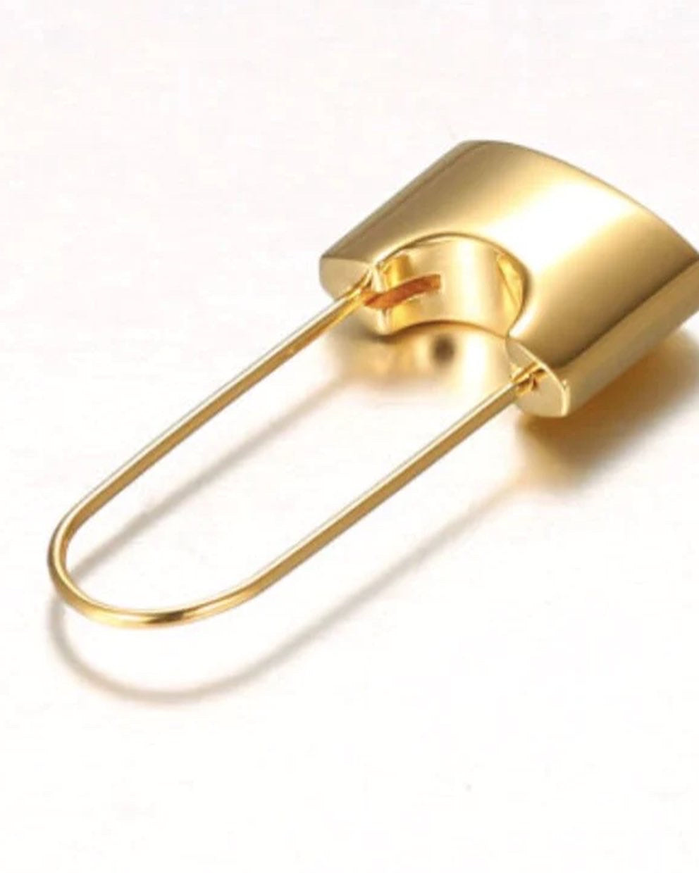 Unlock Your Style: Gold Stainless Steel Lock Drop Earrings - Symbolizing Fashion Liberation