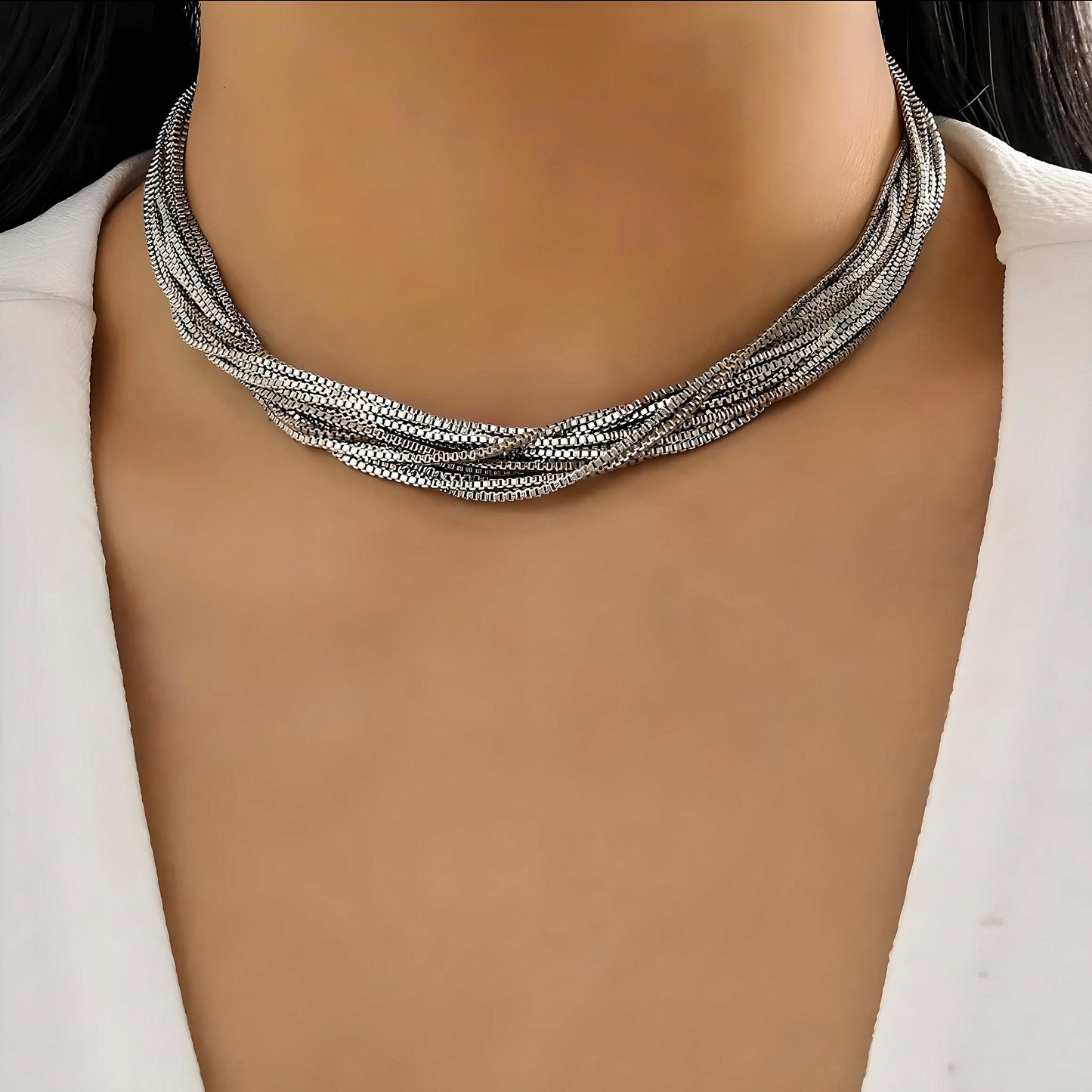 Unleash Your Edge: Multilayer Charm Thin Chain Choker Necklace - The Ultimate Punk Party Wedding Statement