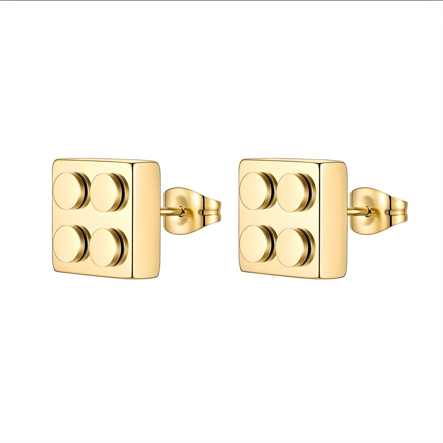 Architects of Style: Stainless Steel Building Block Stud Earrings - Your Blueprint to Fashion Forward