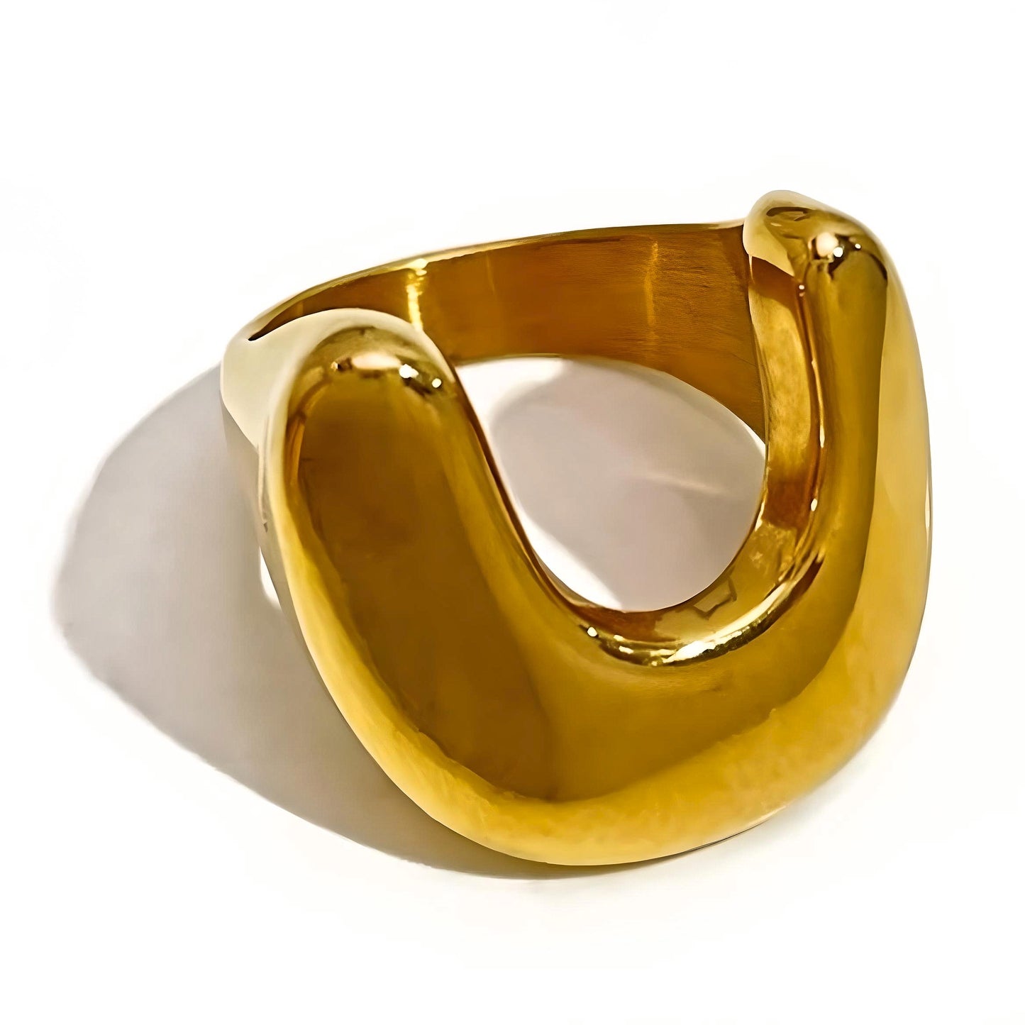 Illuminate Your Style: Modern Geometric U Metal Gold Rings - A Stunning Statement for Party Wear