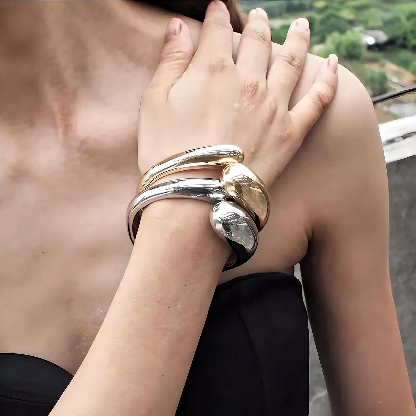 Embrace Your Uniqueness: Premium Quirky Bangle Bracelet - Make a Statement with Alloy Cuff Opening Rough Bangles