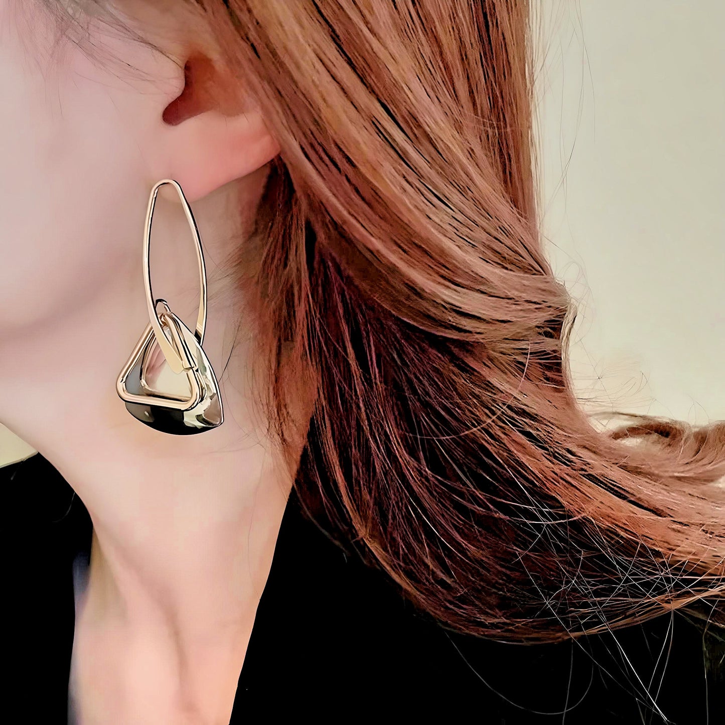 Unleash Your Edge: Geometric Metal Triangle Drop Earrings - A Bold Statement in Punk Fashion