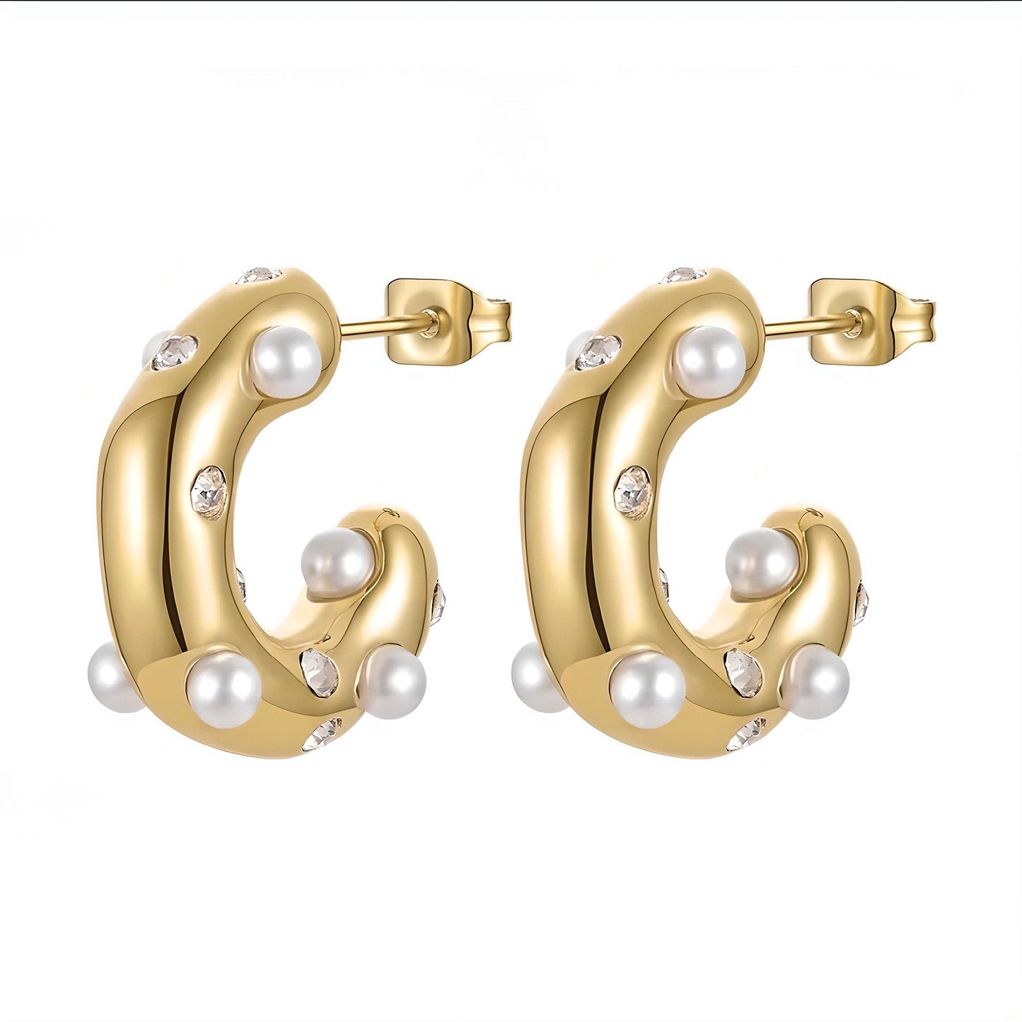 Timeless Sparkle: Zirconia Stone Stainless Steel Stud Earrings for Women