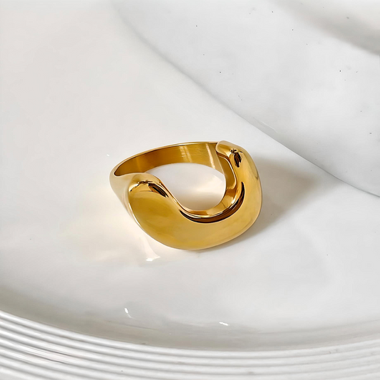 Illuminate Your Style: Modern Geometric U Metal Gold Rings - A Stunning Statement for Party Wear